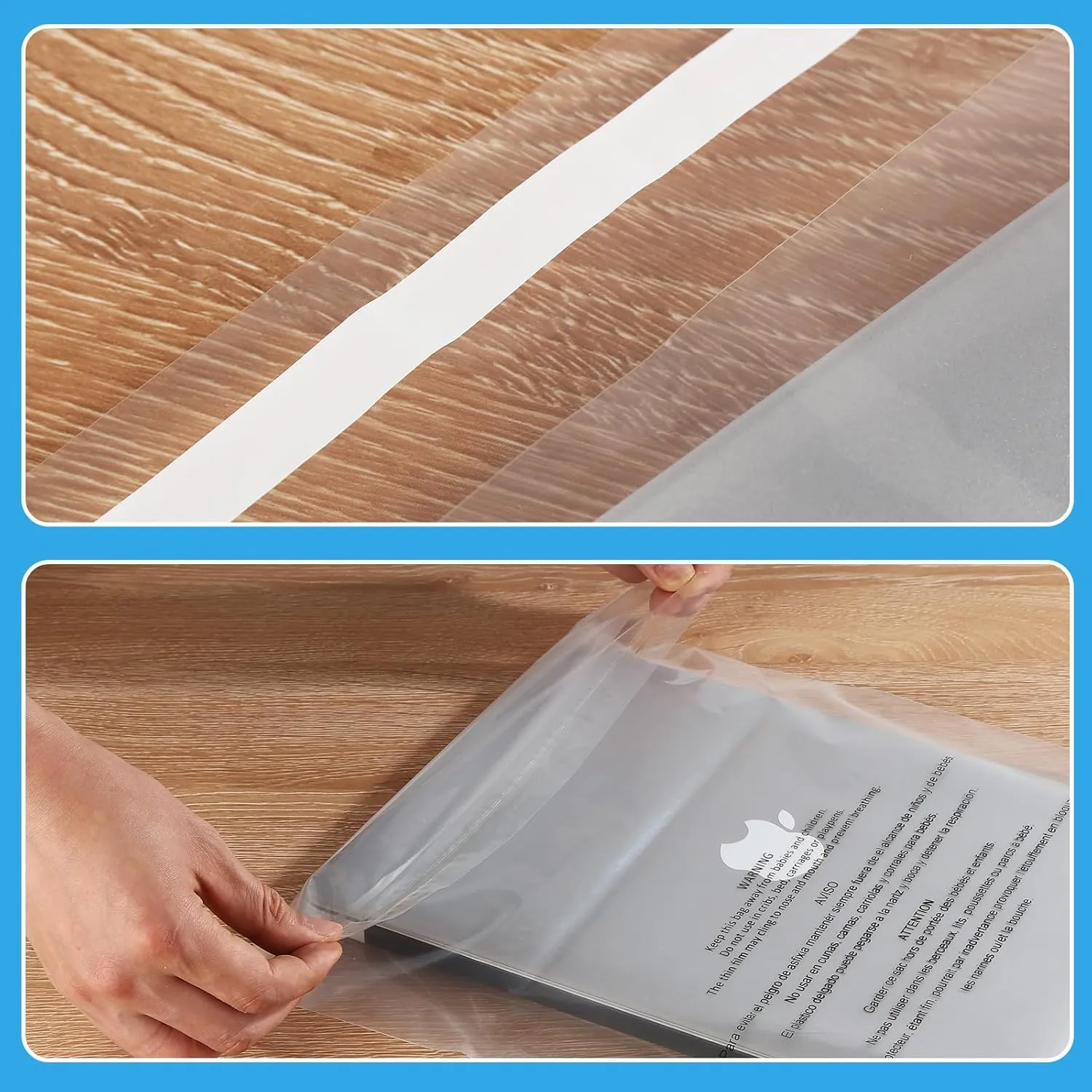 iMailer - 200 Pcs 11" x 14" Clear Poly Bags with Suffocation Warning Self Seal 1.6 Mil for Shipping, Packaging, T-Shirt - Permanent Adhesive