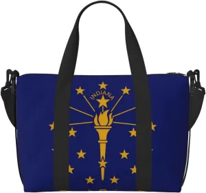 Indiana State Flag Women's Hand-held Crossbody Travel Bag, Casual Handbag with Zipper, Suitable for Work, Travel, Fitness, Travel
