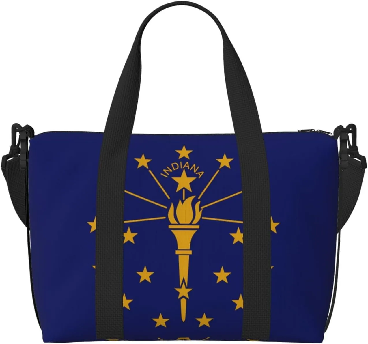 Indiana State Flag Women's Hand-held Crossbody Travel Bag, Casual Handbag with Zipper, Suitable for Work, Travel, Fitness, Travel