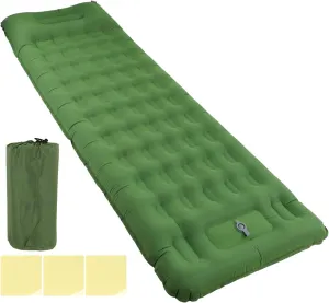 Inflatable Camping Mat Olive Green Ergonomic Self Inflation for Outdoor Activities