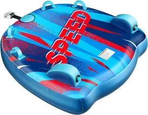 Inflatable Towable Tube for Boating 1-2 Person Deluxe Boat Tubes for Tubing Dual Reinforced Tow PointsWater Tube Premium Soft-Touch Nylon Cover Stable Valve