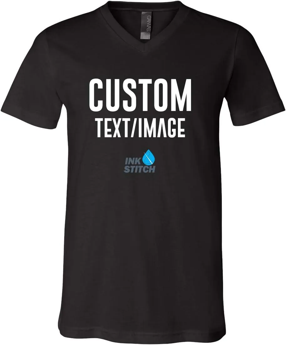 INK STITCH Unisex Bella Canvas Custom Deisgn Your Own V-Neck T-Shirts -Multicolors