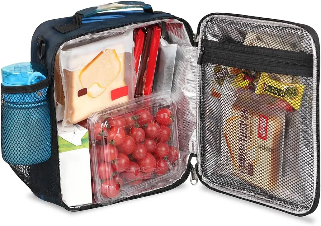 Insulated Lunch Bag for Kids Boys Girls, Cute Polar Bear Lunch Box with Shoulder Strap, Durable Reusable Waterproof Thermal Cooler Bag for School Work Picnic Travel Meal Prep Bag