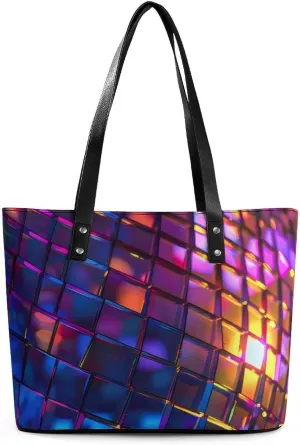 Iridescent Disco Ball Women's Tote Shoulder Bag Handbag Top Handle Leather 29 * 34 * 14cm