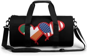 Irish Flag And US Flag Novelty Large Duffel Bag Lightweight Gym Bag Travel Tote Bags