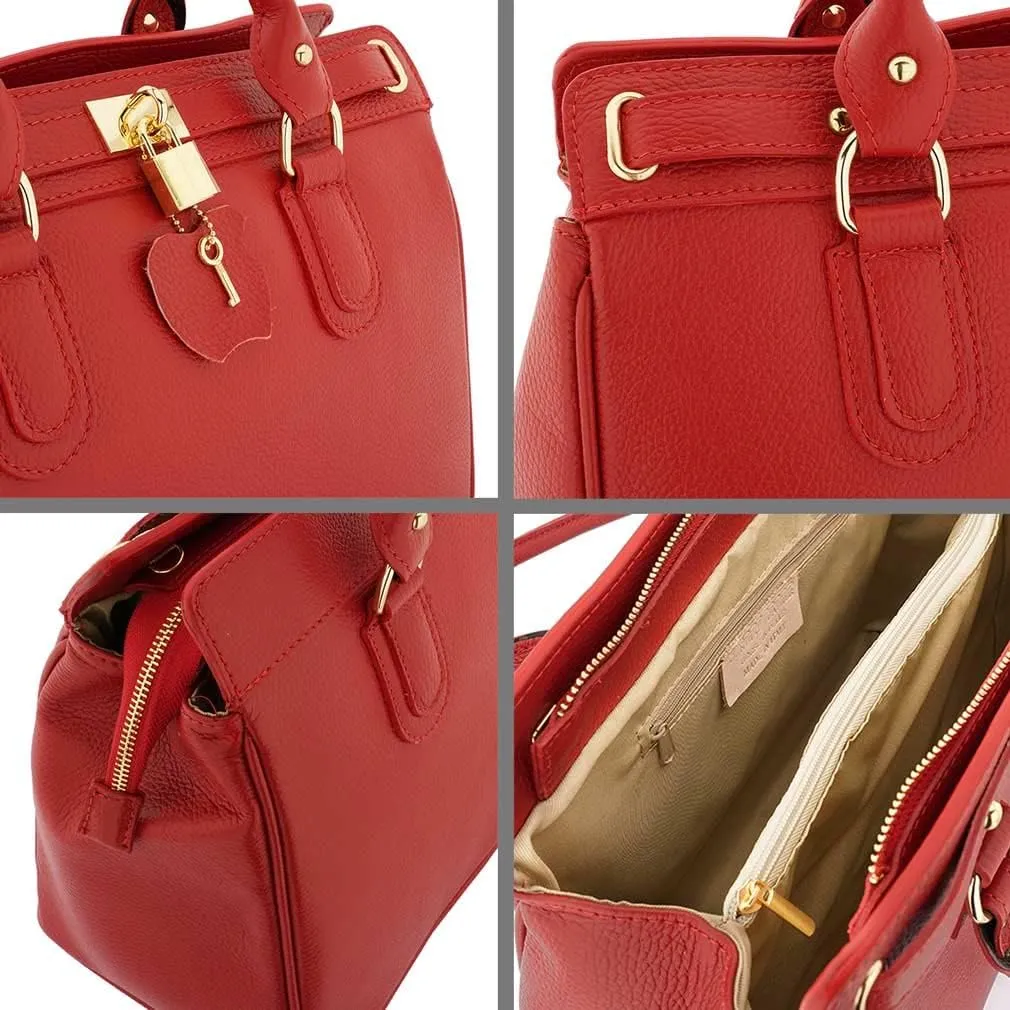 Italian Genuine Leather Top Handle Backpack Purse Shoulder Bag Handbag Rucksack For Women