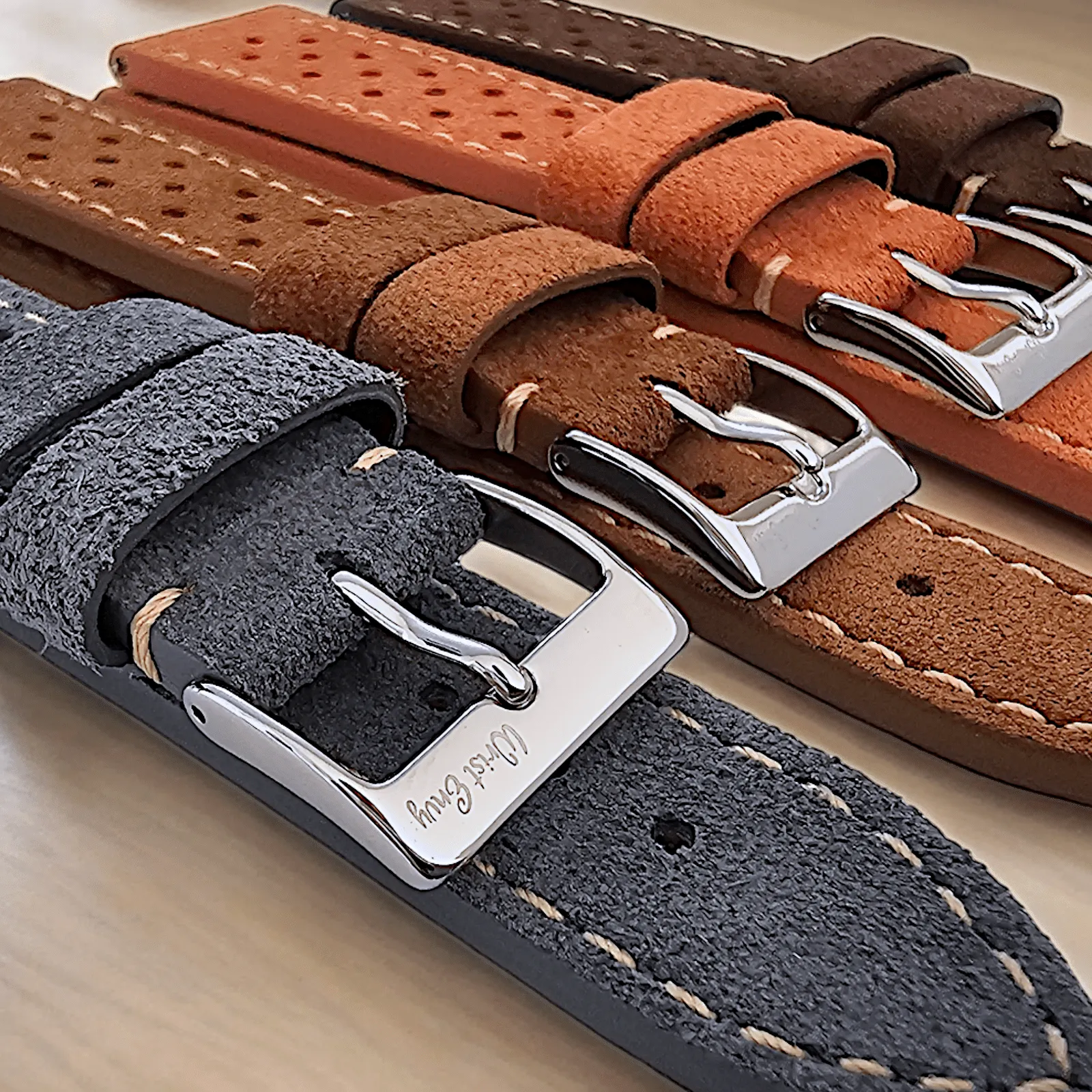Italian Suede Leather Rally Strap Brown 20mm 22mm