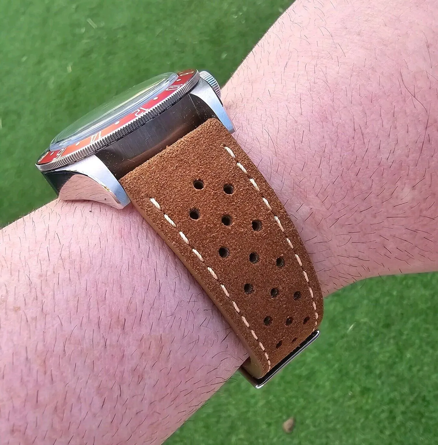 Italian Suede Leather Rally Strap Brown 20mm 22mm