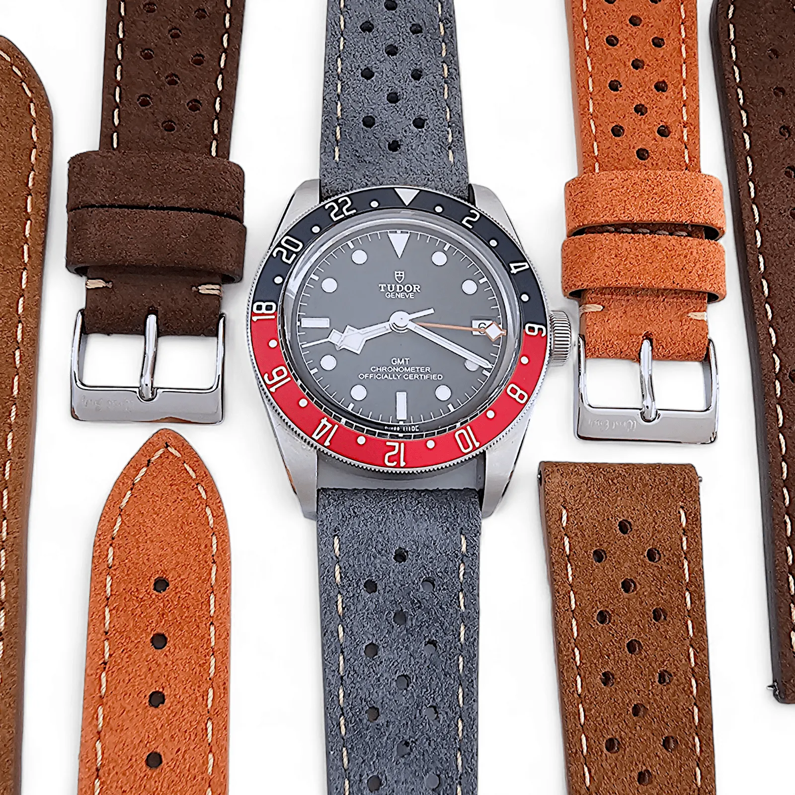Italian Suede Leather Rally Strap Brown 20mm 22mm
