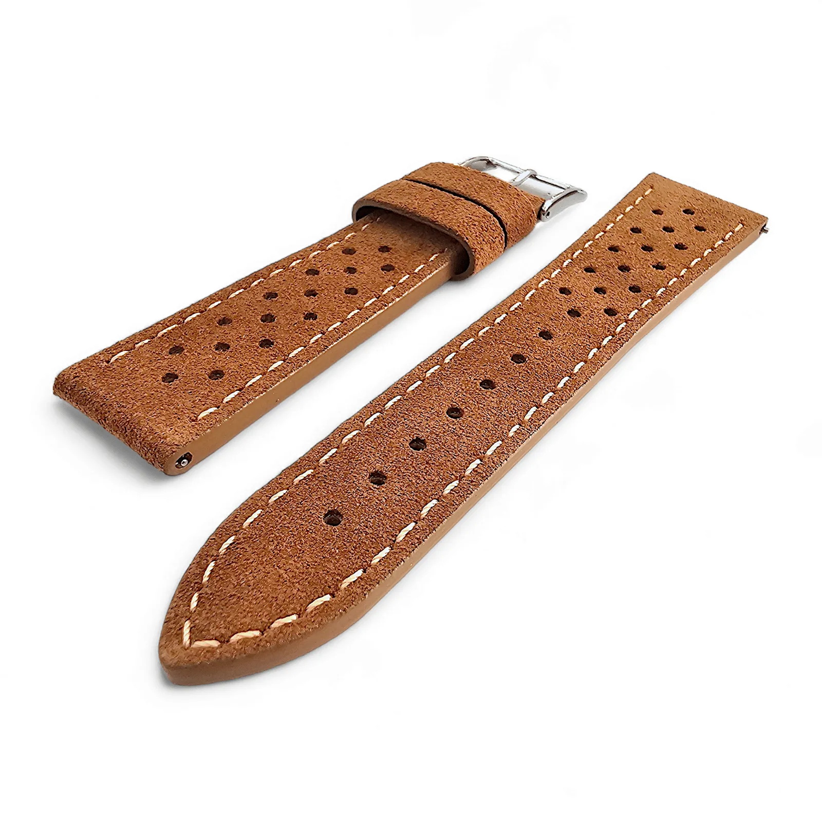 Italian Suede Leather Rally Strap Brown 20mm 22mm