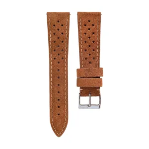 Italian Suede Leather Rally Strap Brown 20mm 22mm
