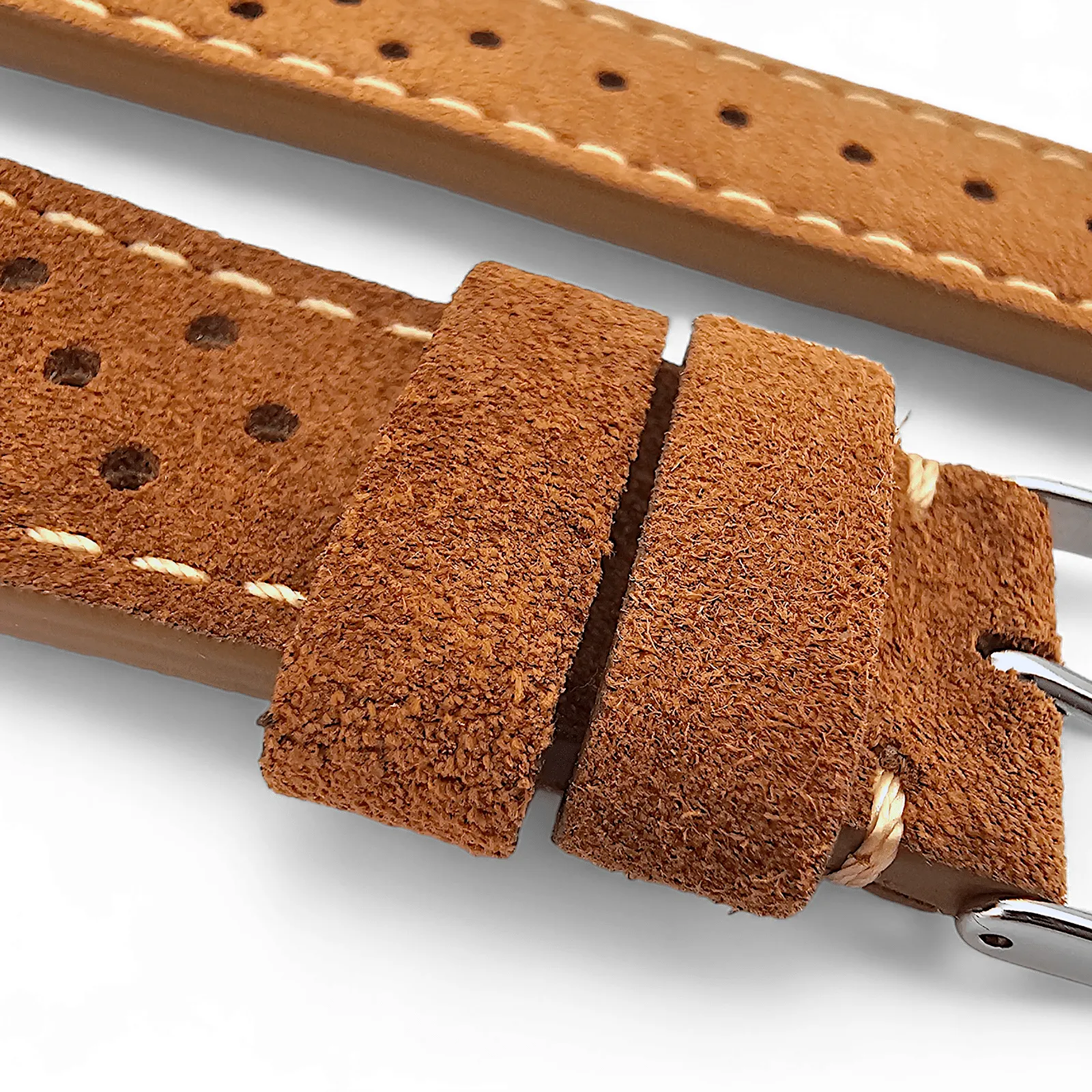 Italian Suede Leather Rally Strap Brown 20mm 22mm