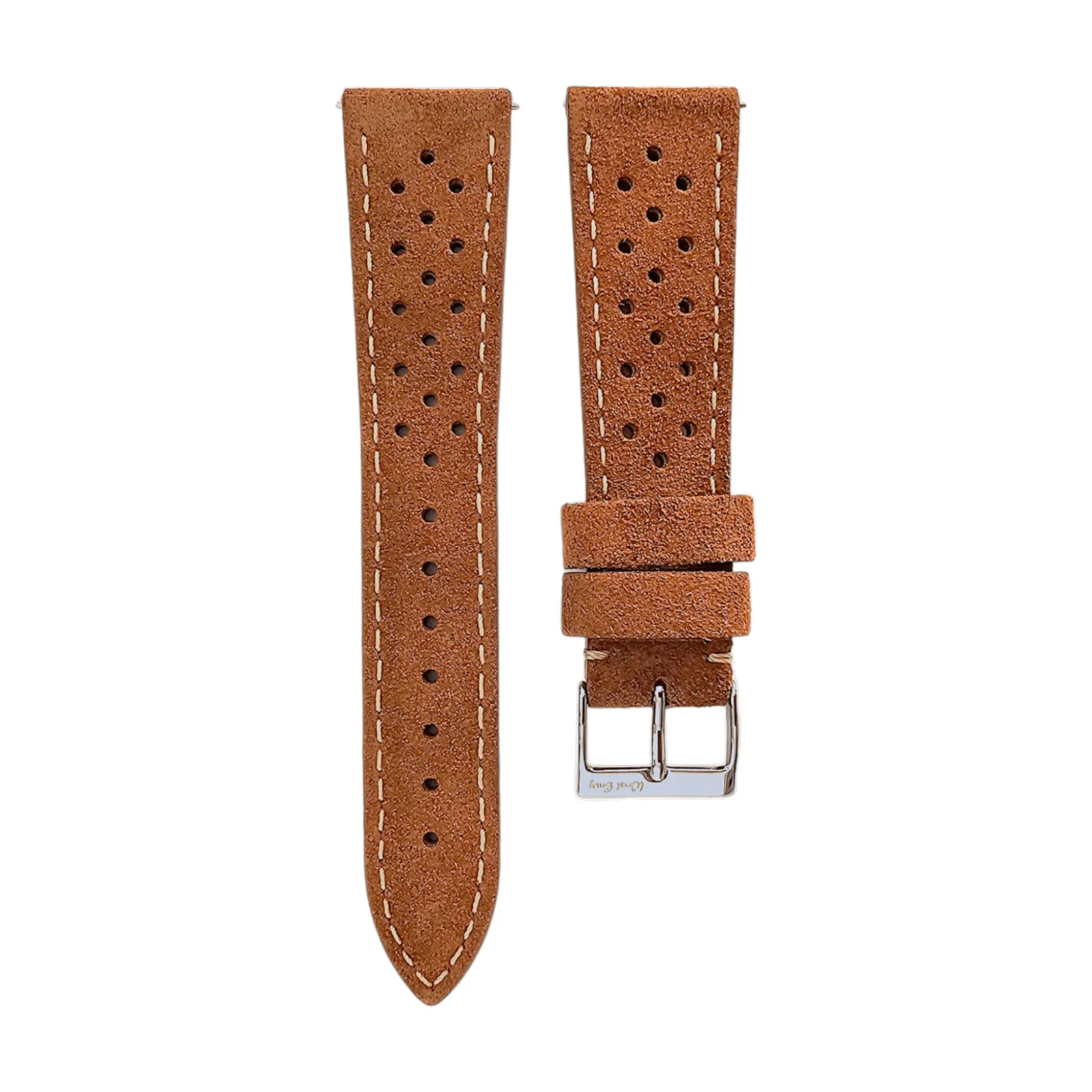 Italian Suede Leather Rally Strap Brown 20mm 22mm