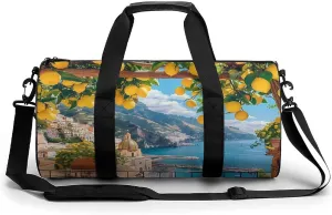 Italy Coast Lightweight Gym Bag for Men Women Travel Duffel Bag Sports Workout Bag with Adjustable Strap