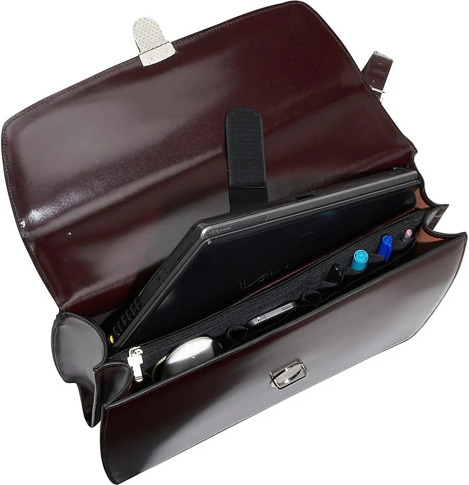 Jack Georges Elements Double Gusset Flap Over Briefcase #4402 (Black)