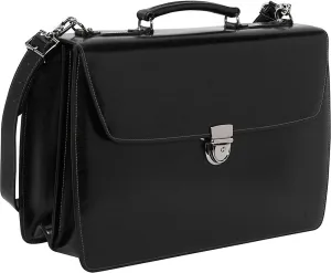 Jack Georges Elements Double Gusset Flap Over Briefcase #4402 (Black)