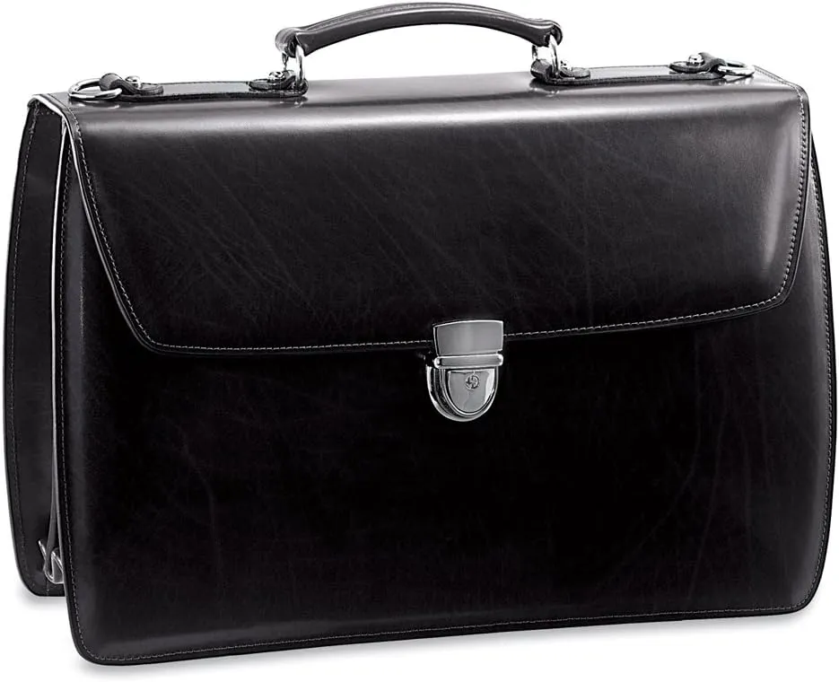 Jack Georges Elements Triple Gusset Flap Over Briefcase #4403 (Black)