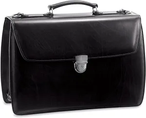 Jack Georges Elements Triple Gusset Flap Over Briefcase #4403 (Black)