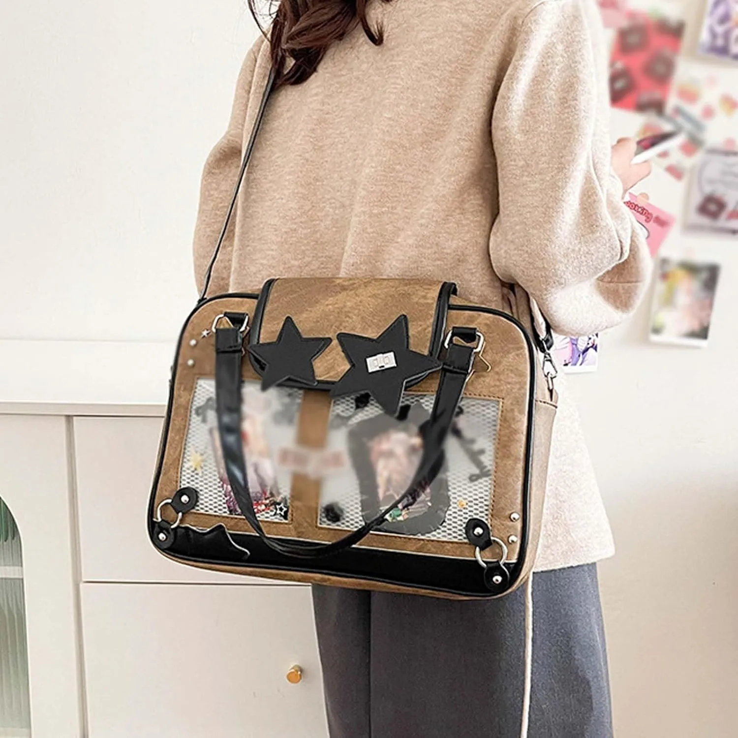 Japanese ribbon itabag large capacity badge display bag anime versatile tote bag