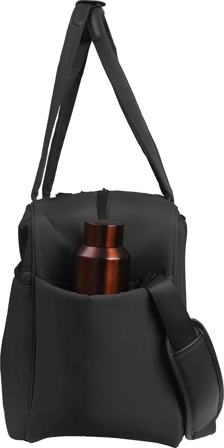 Joan & David 18" Travel Weekender Overnight Gym Duffel Bag, Includes Front Zip Pocket, Interior Zip, Zippered Shoe Pocket, Adjustable Straps with TSA Approved Bottles (Black)