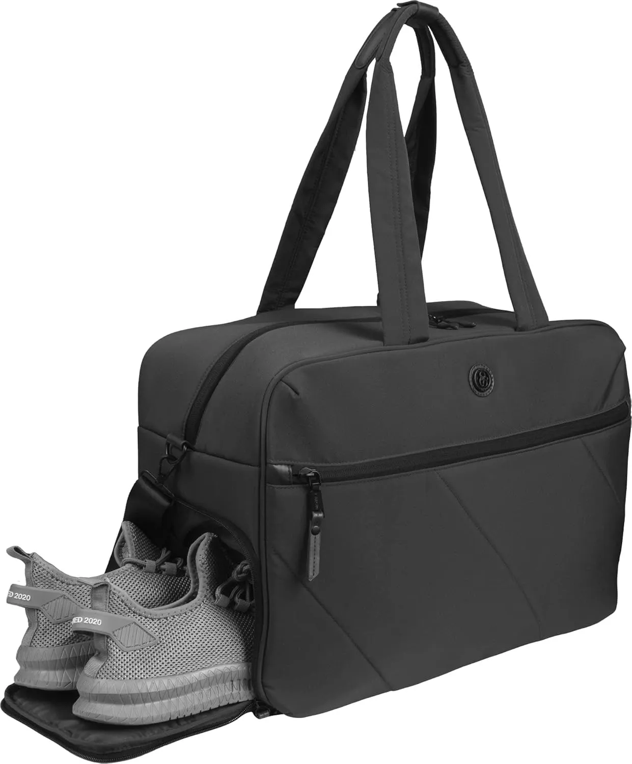 Joan & David 18" Travel Weekender Overnight Gym Duffel Bag, Includes Front Zip Pocket, Interior Zip, Zippered Shoe Pocket, Adjustable Straps with TSA Approved Bottles (Black)