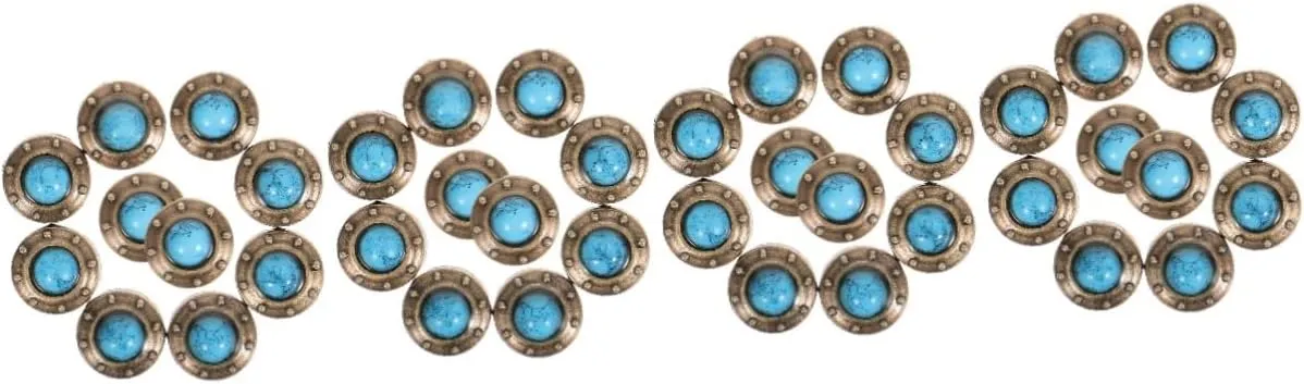 jojofuny 4sets Unique Retro Turquoise Buttons Metal Fasteners for Leather Diy Bag Buckle Chic Decor 10pcs*4
