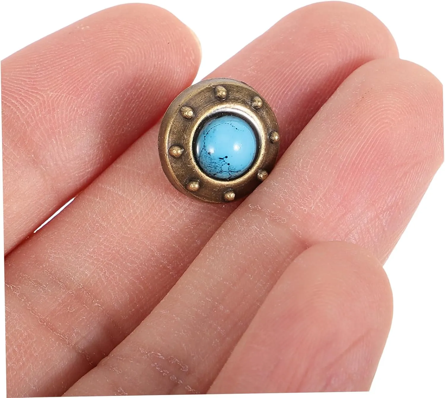 jojofuny 4sets Unique Retro Turquoise Buttons Metal Fasteners for Leather Diy Bag Buckle Chic Decor 10pcs*4
