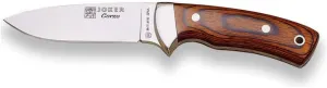 Joker Hunting knife Corzo CR23, with brown leather sheath, with pressed red wood handle and 3.93 inches MOVA blade, fishing, Hunting, camping and hiking tool.