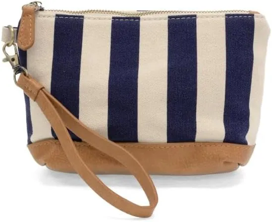 Joy Susan Women's Fashion Purse Awning Stripe Wristlet Canvas Bag Hand Bag