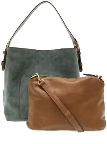 Joy Susan Womens Fashion Purse Faux Suede Hobo 2-in-1 Handbag