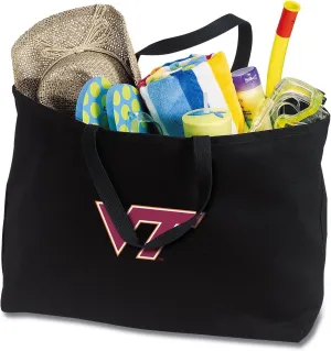 JUMBO Virginia Tech Tote Bag or Large Canvas Virginia Tech Hokies Shopping Bag