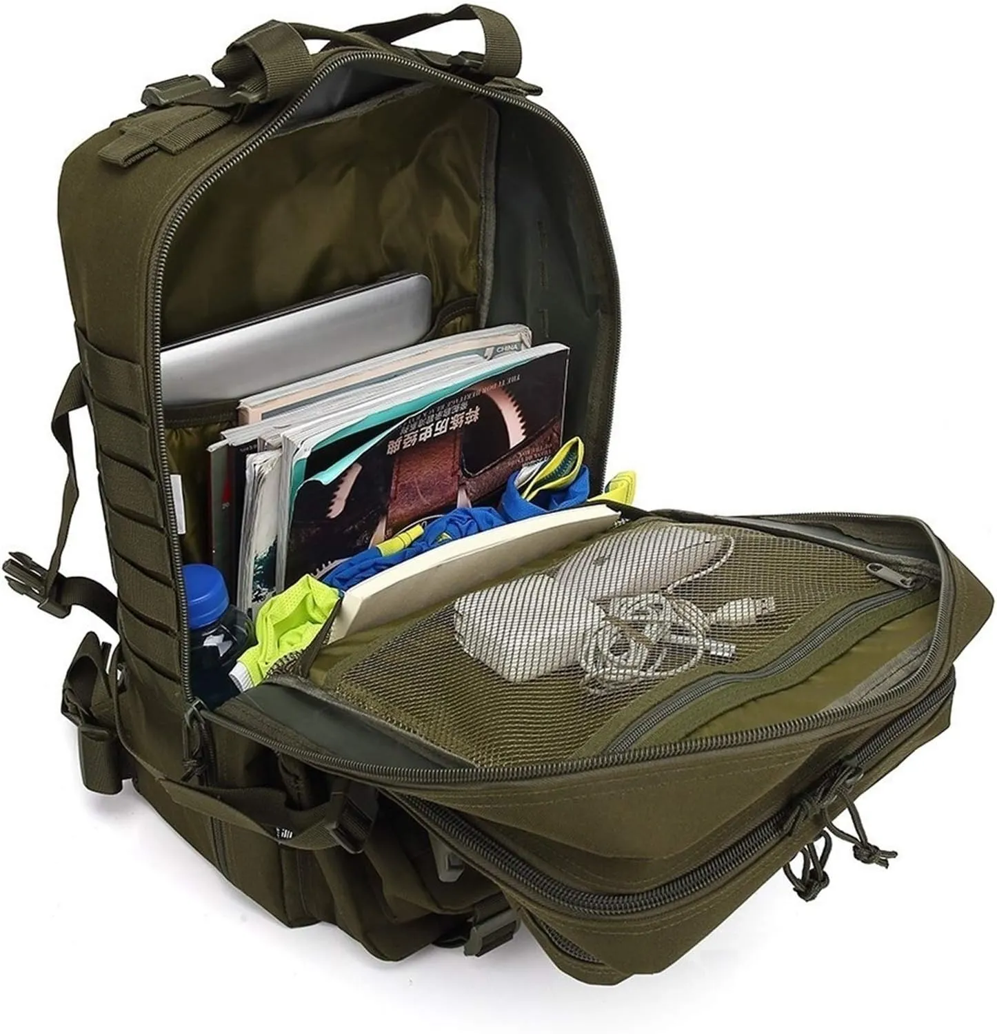 Jungle Leopard 50L Nylon Waterproof Trekking Fishing Hunting Bag Backpack Outdoor Military Rucksacks Tactical Sports Camping Hiking (Color : TBP001Army Green)