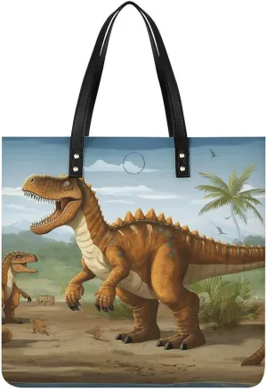 Jurassic Period Dinosaur Large Leather Handbags Women Fashion Handbag Multifunctional Travel Bag It Is A Great Gift for Mothers, Teachers, Friends, Bridesmaids