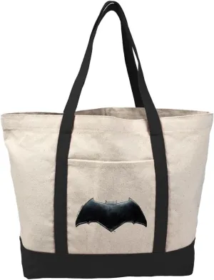 Justice League Movie Batman Logo Tote Bag With External Pocket, Reusable Shoulder Bag for Shopping, Beach, Royal Collection