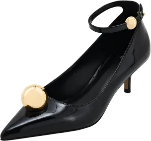 JW PEI Women's Jewel Buckle Kitten Heels Pumps