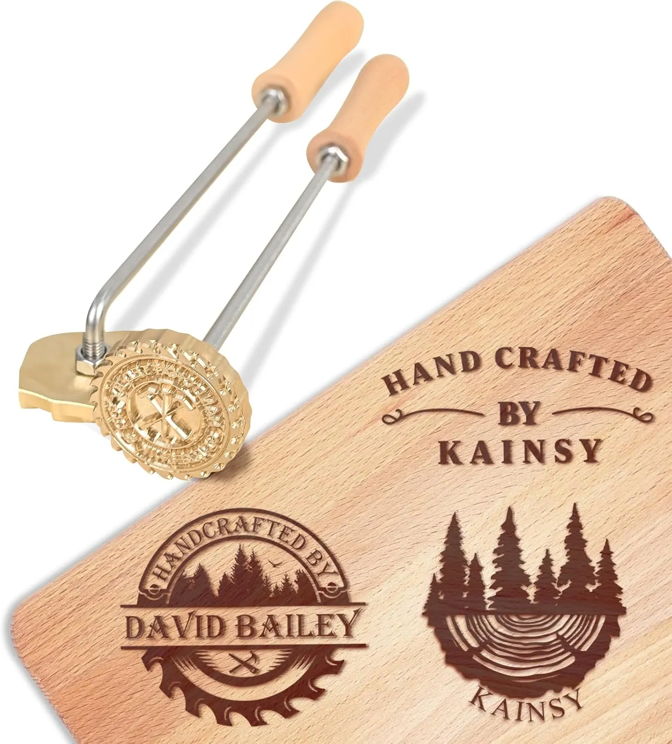 KAINSY Custom Branding Iron for Wood, Durable Personalized Logo Metal Branding Iron for Wood Burning Stamp Leather Meat, Handcrafted Design Weddings & Personalized Gifts, Flame Heated(1 inch)
