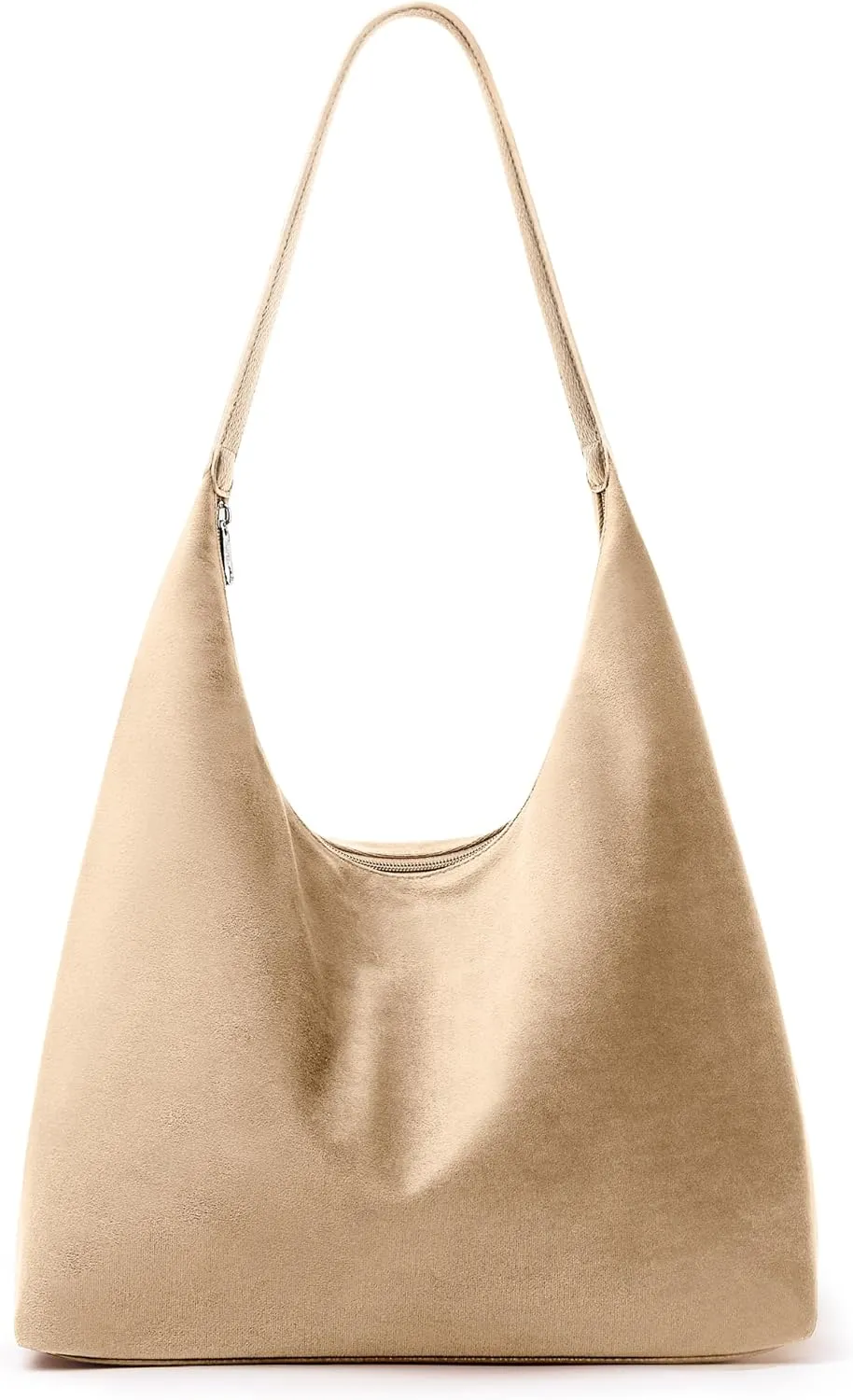 KALIDI Vintage 15L Hobo Bag Faux Suede Tote Zipper Work Bag Vegan Leather Shoulder Strap for Women Travel Purse