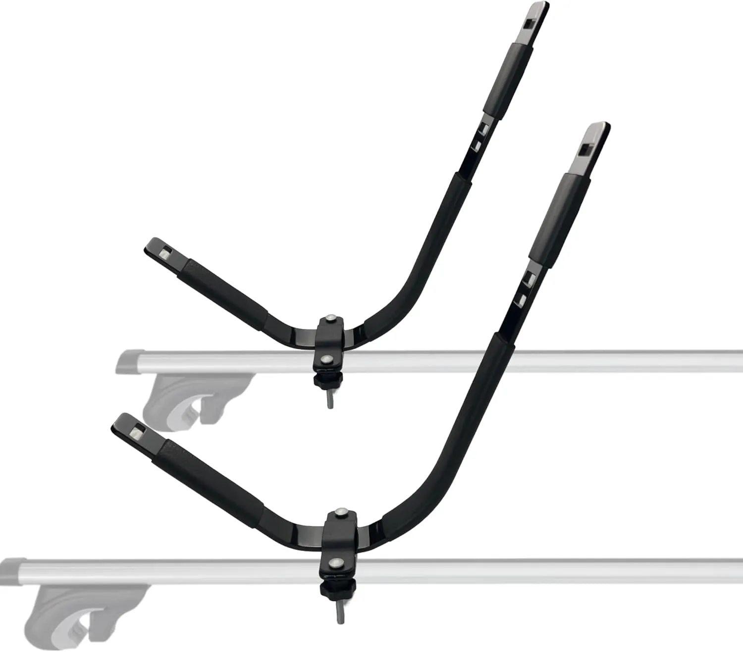 Kayak Roof Rack, 1 Pair of Heavy Duty 1/4 inch Solid Steel J-Bar Roof Carrier with 2 Ratchet Straps, 150 LBS Capacity. The Steel Formed J Shaped Cradle Design for Cars, SUVs, and Trucks