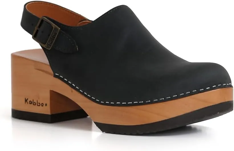 Kebba - Coco - Handmade Wooden Clogs with Genuine Leather and Adjustable Buckle for a