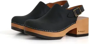 Kebba - Coco - Handmade Wooden Clogs with Genuine Leather and Adjustable Buckle for a