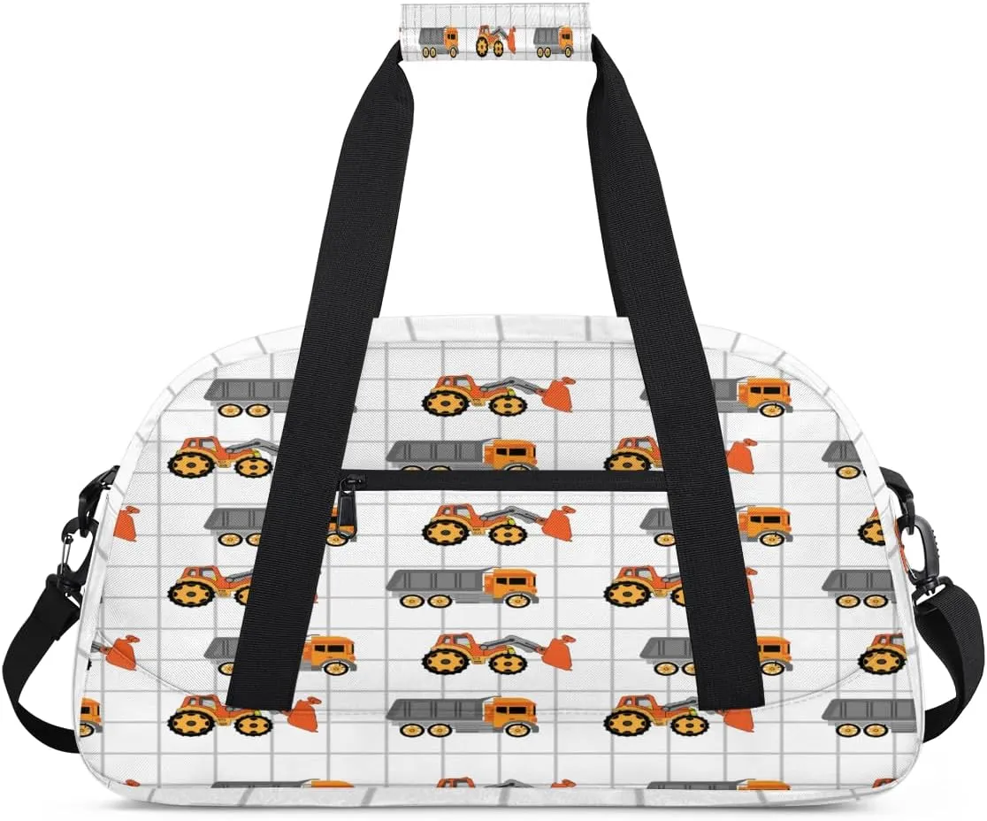Kids Duffel Bag Truck Excavator,Sport Gym Bag for Boys Girls,Weekender Overnight Tote Bag Carry On Duffel Bag