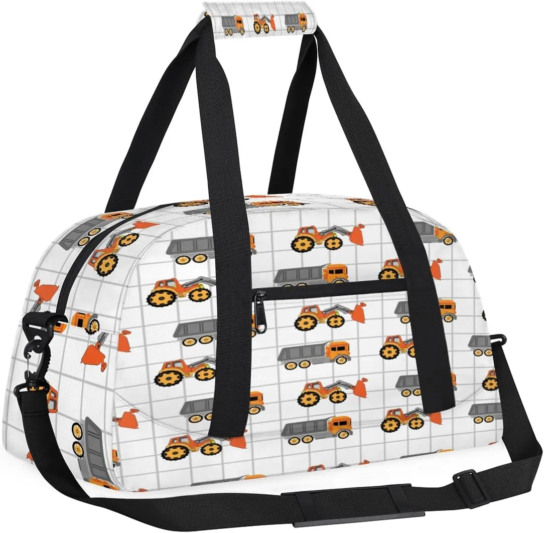Kids Duffel Bag Truck Excavator,Sport Gym Bag for Boys Girls,Weekender Overnight Tote Bag Carry On Duffel Bag