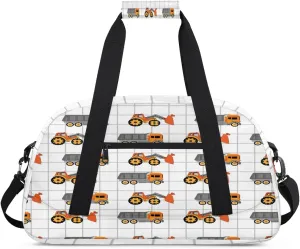 Kids Duffel Bag Truck Excavator,Sport Gym Bag for Boys Girls,Weekender Overnight Tote Bag Carry On Duffel Bag