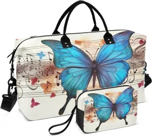 Kigai Blue Butterfly Wings Duffle Bag Versatile Travel Duffel for Men and Women, Carry On for Weekend or Overnight Stay