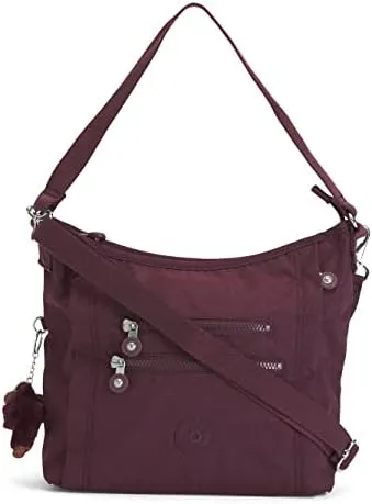 Kipling Belammie Hobo Crossbody Nylon Zip Top KI1888 (Dark Plum Tonal)