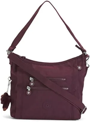 Kipling Belammie Hobo Crossbody Nylon Zip Top KI1888 (Dark Plum Tonal)