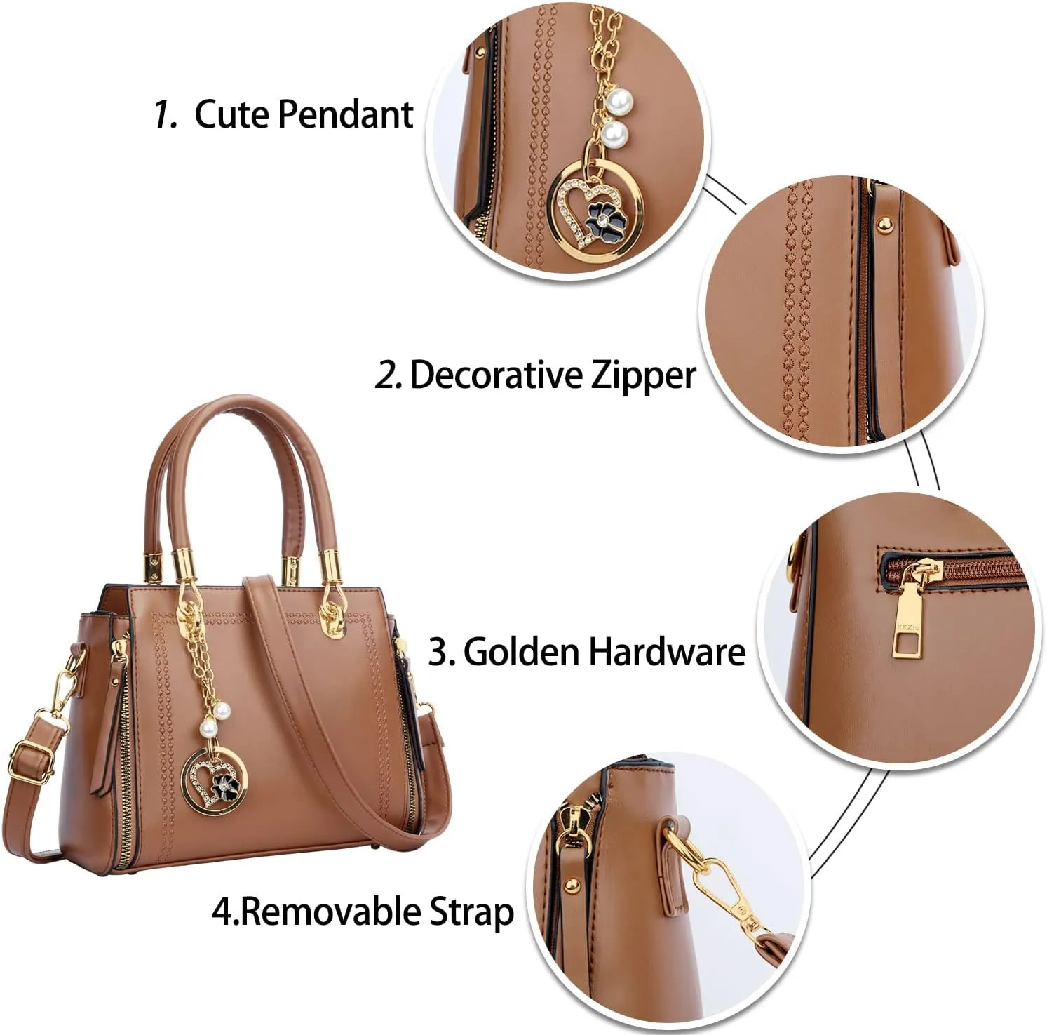 KKXIU Stylish Women Satchel Purses and Handbags Vegan Leather Top Handle Shoulder Crossbody Bag