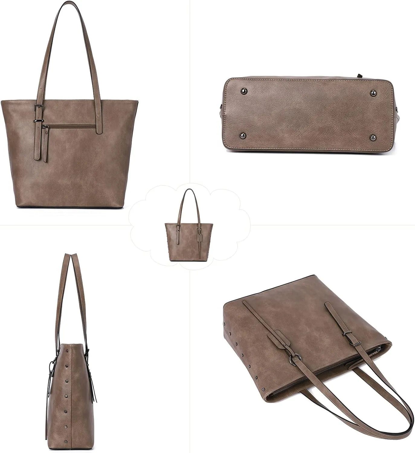KL928 Handbag for Women Tote Bag PU Leather Large Shoulder Bag Top Handle Satchel Purses 2Pcs Set