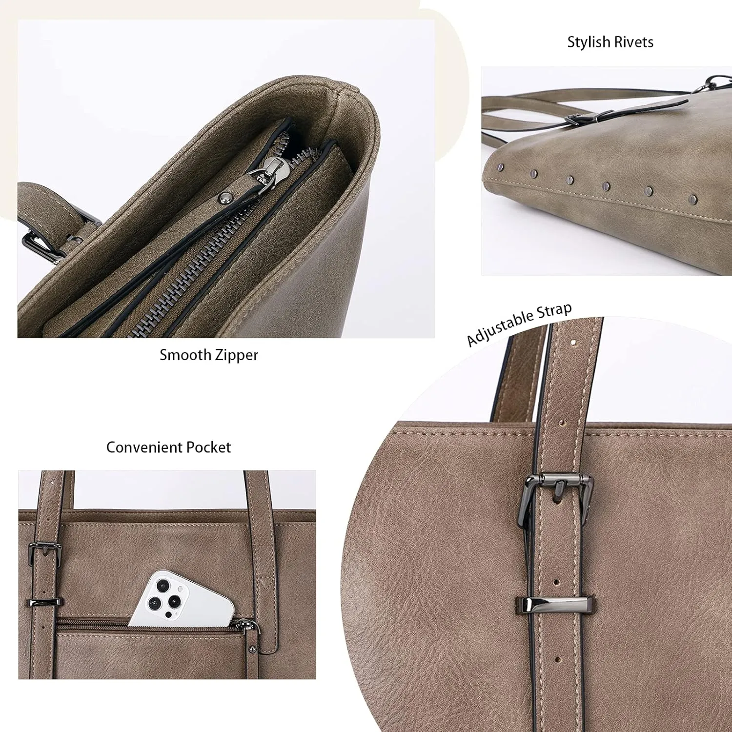 KL928 Handbag for Women Tote Bag PU Leather Large Shoulder Bag Top Handle Satchel Purses 2Pcs Set