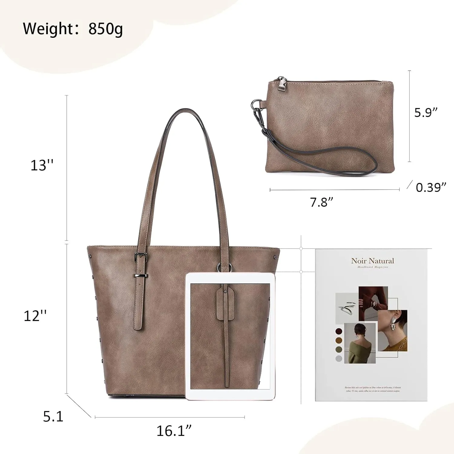 KL928 Handbag for Women Tote Bag PU Leather Large Shoulder Bag Top Handle Satchel Purses 2Pcs Set